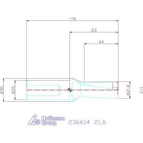 Komet KUB Pentron váltólapkás telibefúró Hengeres szár 21,6 mm