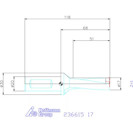 Komet KUB Pentron váltólapkás telibefúró hengeres szár 17 mm