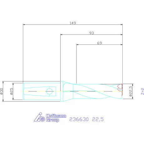 Komet KUB Trigon váltólapkás telibefúró kombinált szár 22,5 mm