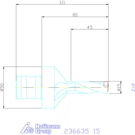 Komet KUB Trigon váltólapkás telibefúró ABS 50 15 mm