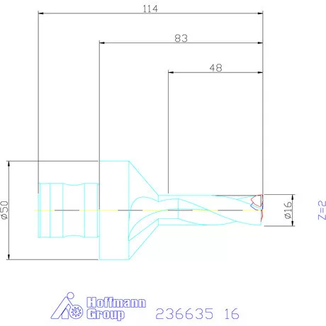 Komet KUB Trigon váltólapkás telibefúró ABS 50 16 mm