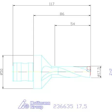 Komet KUB Trigon váltólapkás telibefúró ABS 50 17,5 mm