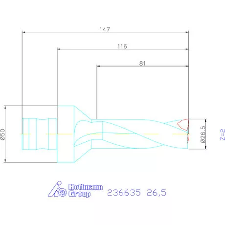 Komet KUB Trigon váltólapkás telibefúró ABS 50 26,5 mm