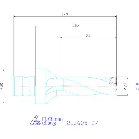 Komet KUB Trigon váltólapkás telibefúró ABS 50 27 mm