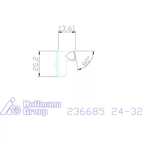Komet TwinKom tartó α = 80° kétélű kiesztergálóhoz Nagyolás 24-32