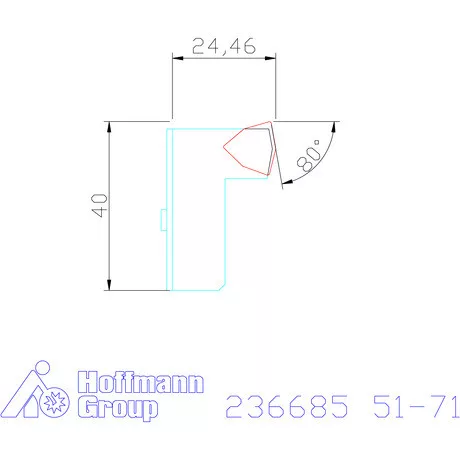 Komet TwinKom tartó α = 80° kétélű kiesztergálóhoz Nagyolás 51-71