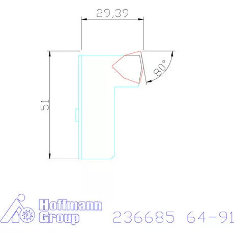 Komet TwinKom tartó α = 80° kétélű kiesztergálóhoz Nagyolás 64-91