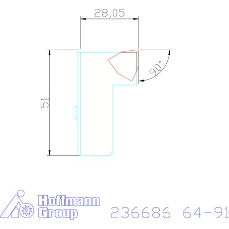 Komet TwinKom tartó α = 90° kétélű kiesztergálóhoz Nagyolás 64-91