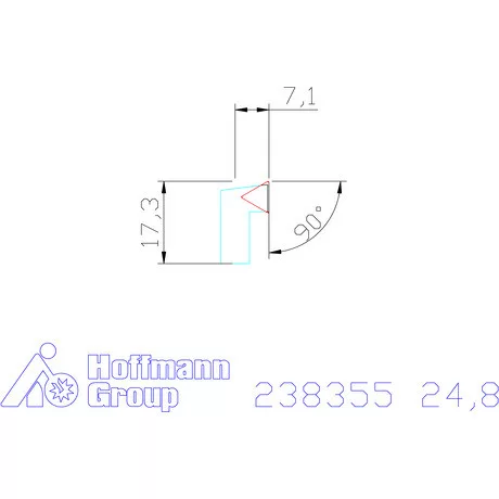 Komet lapkatartó betét 90°, M03Speed-hez Előre 24,8
