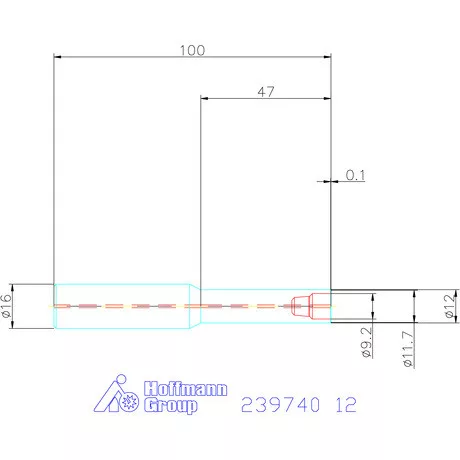 Garant 90°-os befogó, hengeres, belső hűtéssel rövid 12