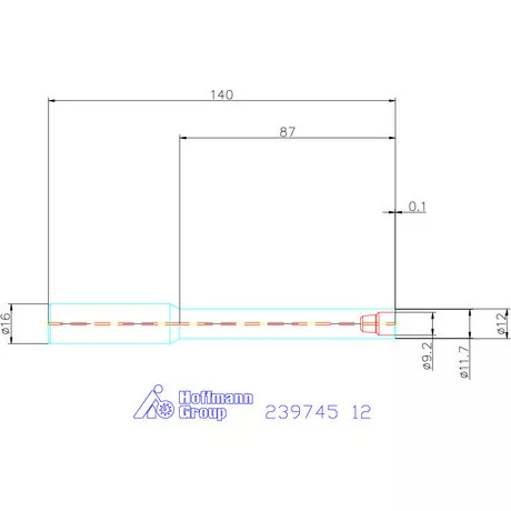 Garant 90°-os befogó, hengeres, belső hűtéssel Hosszú 12