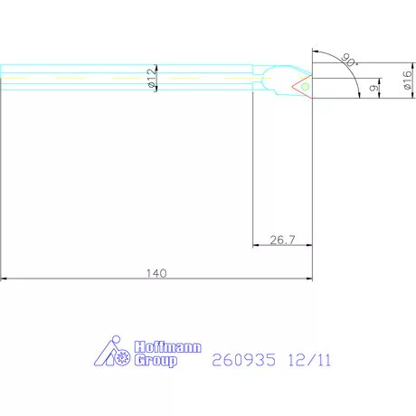 Furatkés, acél  12/11 mm