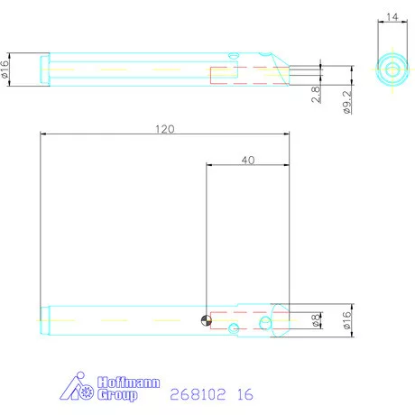 Tartó gyorscserés furatkésekhez jobbos 16 mm
