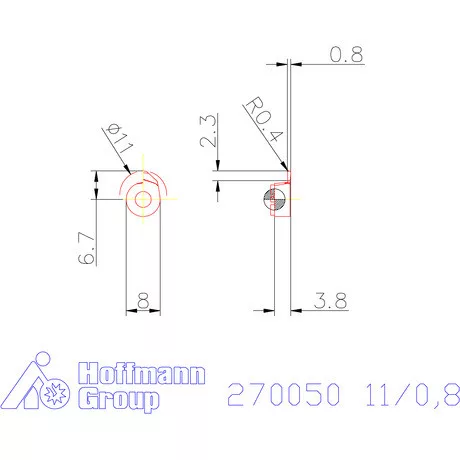 Mini beszúró lapka belső teljes rádiusz beszúrásához jobbos 11/0,8 mm