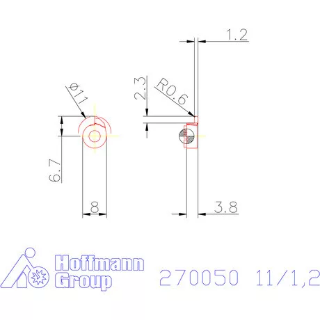 Mini beszúró lapka belső teljes rádiusz beszúrásához jobbos 11/1,2 mm