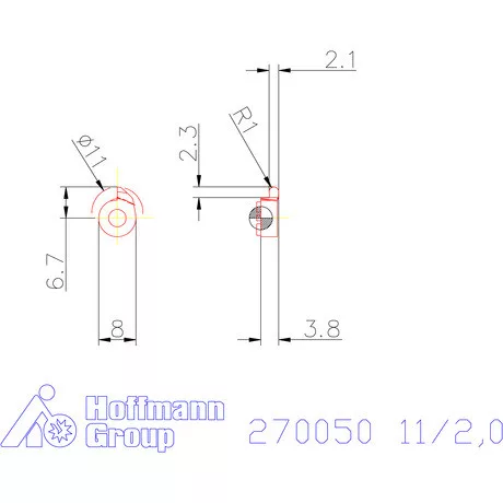 Mini beszúró lapka belső teljes rádiusz beszúrásához jobbos 11/2,0 mm