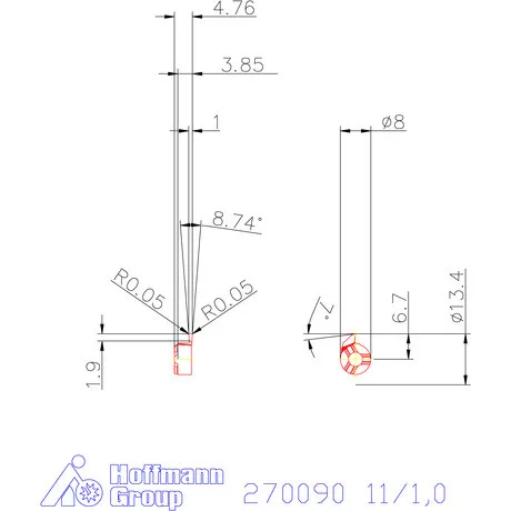 Mini váltólapka belső beszúráshoz jobbos 11/1,0 mm