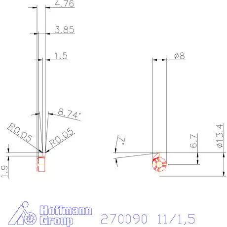 Mini váltólapka belső beszúráshoz jobbos 11/1,5 mm