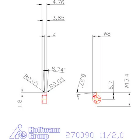 Mini váltólapka belső beszúráshoz jobbos 11/2,0 mm