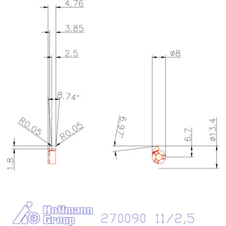 Mini váltólapka belső beszúráshoz jobbos 11/2,5 mm