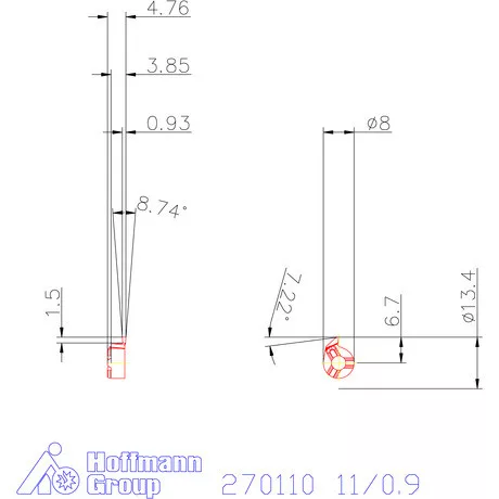 Mini váltólapka belső beszúráshoz, DIN 472 jobbos 11/0,9 mm