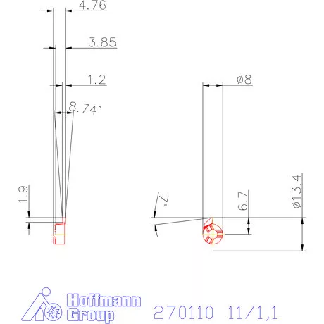 Mini váltólapka belső beszúráshoz, DIN 472 jobbos 11/1,1 mm