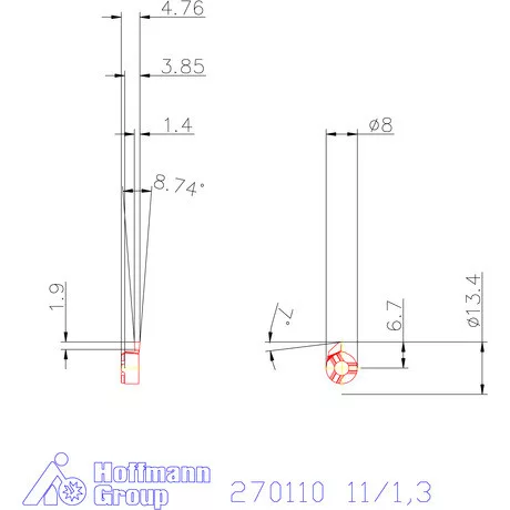 Mini váltólapka belső beszúráshoz, DIN 472 jobbos 11/1,3 mm
