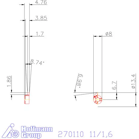 Mini váltólapka belső beszúráshoz, DIN 472 jobbos 11/1,6 mm