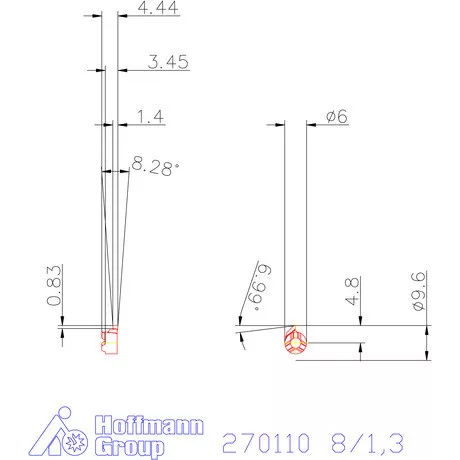 Mini váltólapka belső beszúráshoz, DIN 472 jobbos 8/1,3 mm