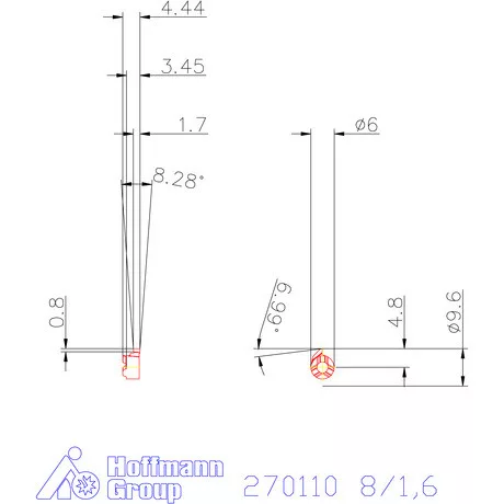 Mini váltólapka belső beszúráshoz, DIN 472 jobbos 8/1,6 mm