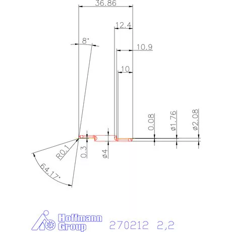 Mikro kiesztergáló betét, belső jobbos  2,2 mm