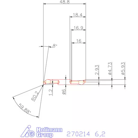 Mikro kiesztergáló betét, belső jobbos  6,2 mm