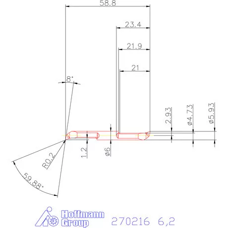 Mikro kiesztergáló betét, belső jobbos  6,2 mm