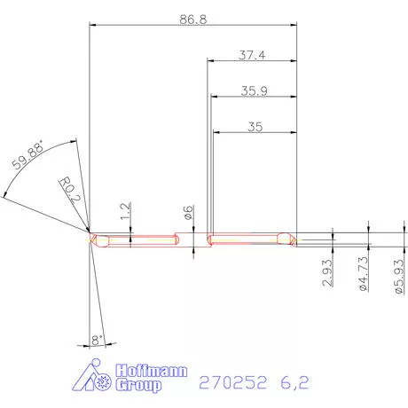 Mikro kiesztergáló betét, belső balos  6,2 mm