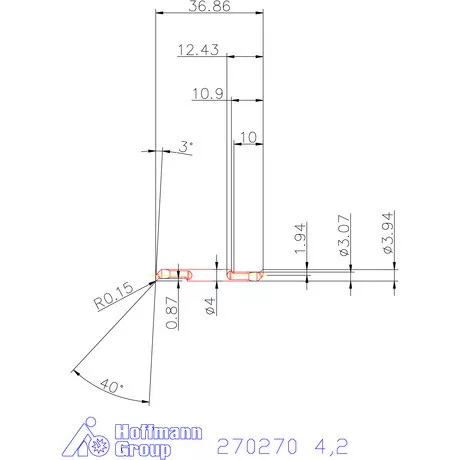 Mikro másolóbetét, belső jobbos  4,2 mm