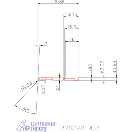 Mikro másolóbetét, belső jobbos  4,2 mm