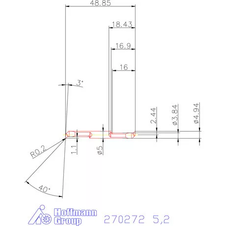 Mikro másolóbetét, belső jobbos  5,2 mm