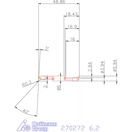 Mikro másolóbetét, belső jobbos  6,2 mm