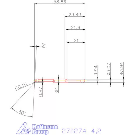 Mikro másolóbetét, belső jobbos  4,2 mm