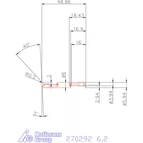 Mikro másolóbetét, belső balos  6,2 mm