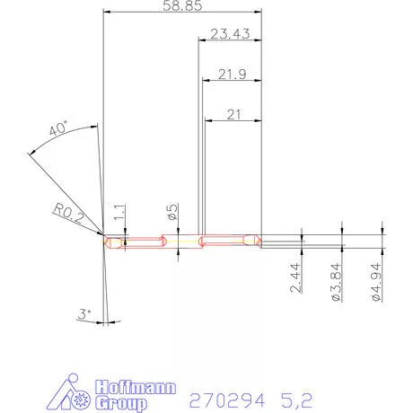 Mikro másolóbetét, belső balos  5,2 mm