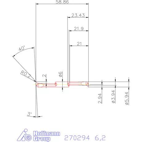 Mikro másolóbetét, belső balos  6,2 mm