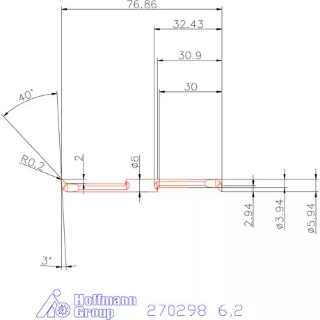Mikro másolóbetét, belső balos  6,2 mm