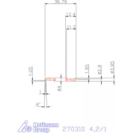 Mikro beszúró betét, belső, jobbos  4,2/1 mm
