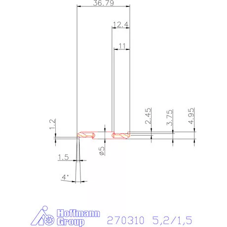 Mikro beszúró betét, belső, jobbos  5,2/1,5 mm