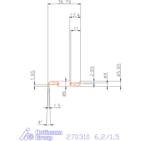 Mikro beszúró betét, belső, jobbos  6,2/1,5 mm