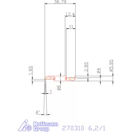 Mikro beszúró betét, belső, jobbos  6,2/1 mm