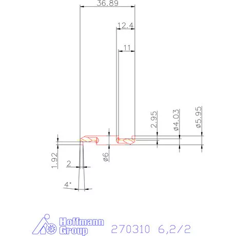 Mikro beszúró betét, belső, jobbos  6,2/2 mm