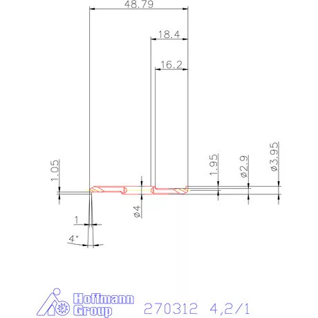 Mikro beszúró betét, belső, jobbos  4,2/1 mm