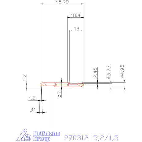 Mikro beszúró betét, belső, jobbos  5,2/1,5 mm